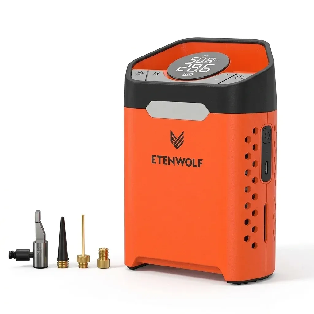 Портативен компресор ETENWOLF ZEPHYR V3 за гуми и спортни аксесоари